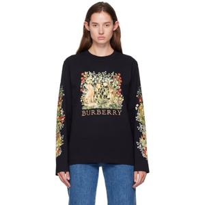 25 FW 버버리 여성 블랙 포레스트 코튼 티셔츠 252376F098001