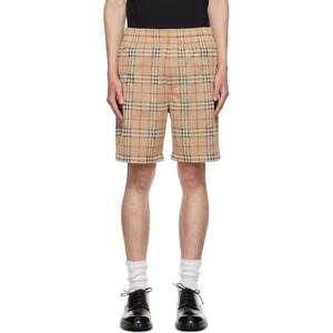 25 FW 버버리 남성 베이지 체크 쇼츠 252376M193007