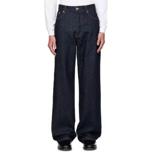 25 FW 드리스반노튼 남성 네이비 루즈 핏 데님 진 252358M186018