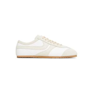 25 FW 드리스반노튼 여성 화이트   베이지 스웨이드 스니커즈 252358F128003