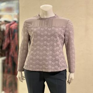 [벨리시앙]쉬폰 배색 플라워 자수 블라우스(2color) BL4317