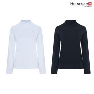 헬베스코 여성 프릴넥 이너 기모 긴팔티셔츠 H2FWTS278