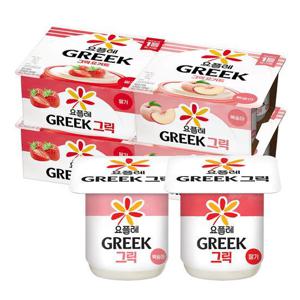 [빙그레]빙그레 요플레 그릭 딸기 80g 8입 + 그릭 복숭아 80g 8입 (총 16입)
