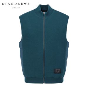 [세인트앤드류스] 남성 니트 블록 구스 다운 방풍 집업 베스트