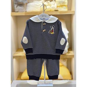 아가방 세이브존02 네이비  스트라이프카라 기모상하세트 03s723017