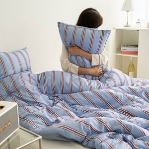 아토앤알로 올데이 스트라이프 먼지없는 항균 옥수수솜 사계절 차렵이불베개세트 Q
