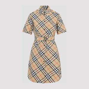 버버리 체크 패턴 벨티드 웨이스트 미니 원피스 8111701 B9368