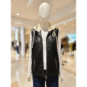 [르니앤맥코이]니트후드 페이크 가죽 베스트 MM10VT004HJY