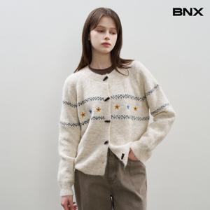 [비엔엑스]라운드넥 스타 자수 긴팔 가디건 (BX3CD032L0)