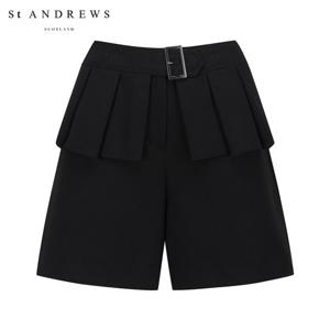 [세인트앤드류스] 여성 버클 플리츠 레이어 기모 하프 팬츠 821E4PS003_BK