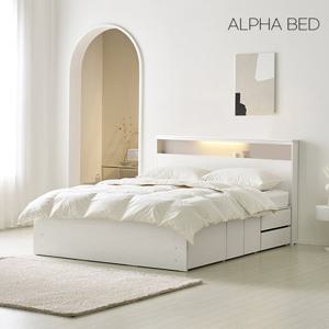 알파침대 리즈 LED 2단 수납 침대프레임 SS