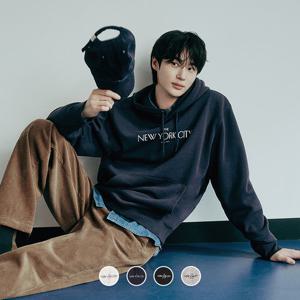 [지오다노] 남성 겨울 기모 그래픽 레터링 프린트 후드 티셔츠 025923