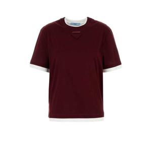 프라다 반팔 티셔츠 3547BSAAO15ZG F0399 Burgundy