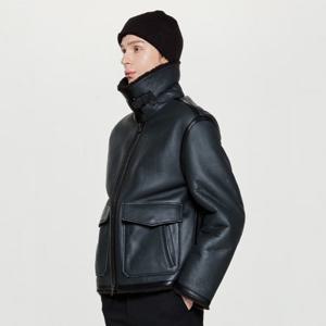 헤지스  25FW  남성 프리미엄 양가죽 무스탕 점퍼 HZJU5D673BK