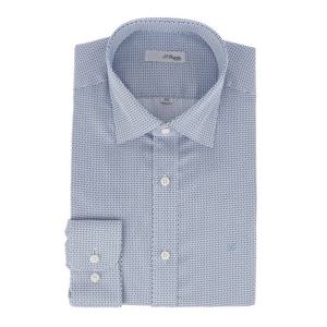 [에스티듀퐁(셔츠)]기하학 투톤 프린트 패턴 슬림핏 셔츠SE5FM21LS251SBU