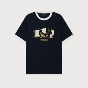 커버낫반팔티 CQK CO2503STC1-NA [커버낫X하이다나] 럭키 씨리얼 링거 티셔츠 Navy