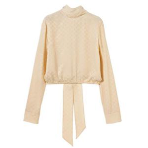 구찌 GG 자카드 실크 랩 블라우스 848566ZATF9 9853 Beige
