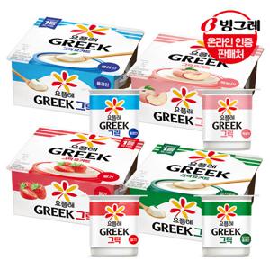 빙그레 요플레 그릭 멀티 4종 24개 골라담기 /그릭요거트/딸기/플레인/복숭아