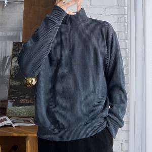 [리빌모아]남자 골지 루즈핏 기모 반집업 티셔츠 5C-TSK-Q106-공