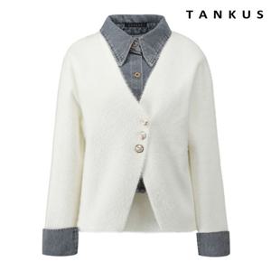 [탱커스]레이어드 셔츠 배색 니트 가디건 (TX4CD012L0)