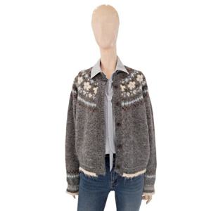 [숲]라운드넥 노르딕 패턴 니트가디건 SBAGD36