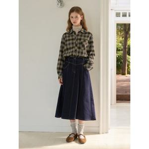 [올리브데올리브]A라인 절개 기모 데님 스커트 OJ5WSB22