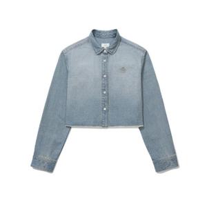 커버낫긴팔티 JQS CO2403SH72-LB 우먼 크롭 클로버하트 데님 셔츠 Light Blue