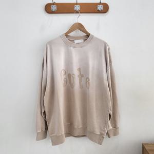 남자 레터링 그라데이션 피그먼트 맨투맨 BT-TSA-Q013-연베이지