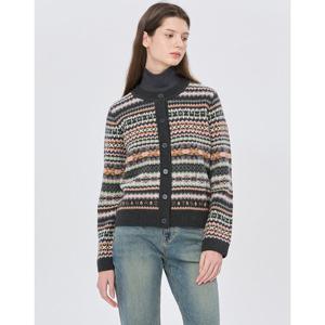 헤지스 여성 24FW 가격인하스테디셀러캐시미어 차콜그레이 페어아일 라운드넥 가디건 WSSW4D102CG