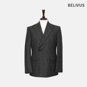 빌리버스 남자 겨울 클래식 헤링본 울블렌드 더블 자켓 정장 BVOT172