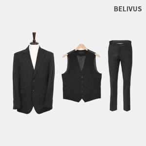 빌리버스 남자 테일러핏 간절기 울블랜드 클래식 싱글 수트 3피스 세트 BVOT182