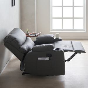 [고급형 원단 업그레이드] 파브 1인 리클라이너 에어레더 컵홀더형 소파의자 원터치레버 [무료배송혜택]