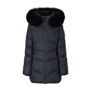 헤지스골프  블랙 여성 블루 폭스 퍼 중힙 다운 패딩(HWJU5D813BK)