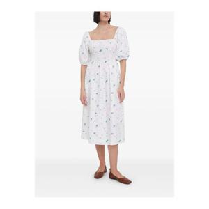 25 FW 바버 자수 퍼프 소매 미디 데이 드레스 LDR0783MI11 TP444581752