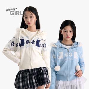 [더데이걸]인조퍼 후드 방울 집업 스웨터 TGJM25W05 [모다아울렛