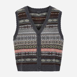 [써스데이아일랜드][여성]자카드 브이넥 니트 베스트(T258MVT344W)