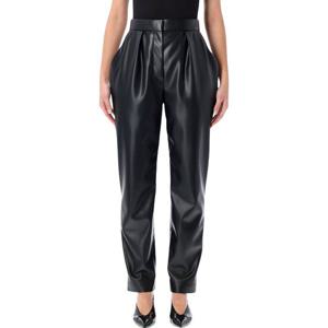 발망 하이웨이스트 플리츠 인조 가죽 팬츠 FF0PN190XH82 0PA