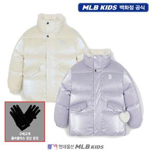 [MLB키즈US] (7FDJB1056) [플리스장갑증정] 프리즘 걸스 하트키링 글로시 숏 덕다운 아동패딩 키즈패딩