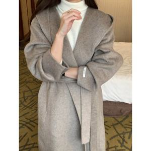 [헤레이스](울100%)후디 롱 핸드메이드 코트_YMSH25FW256