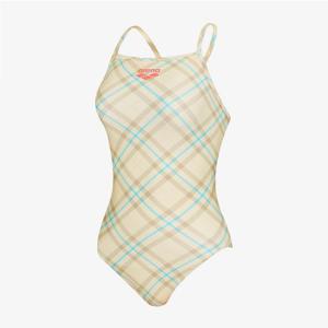 아레나]니팅 체크 원피스 크로스 스트랩백A5FL1LO12BEG-MN