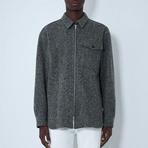 26 SS 드리스 반 노튼 싱글 포켓 칼라 집업 헤링본 자켓 그레이 252 020786 2261 802