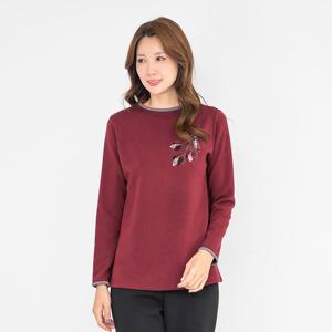 [모슬린]엄마옷 반폴라 어깨꽃 긴팔티셔츠 510FGH115 마담/중년