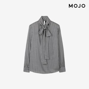 모조 모조에스핀 하이넥 체크 타이 리본 블라우스 (J252XSC032)