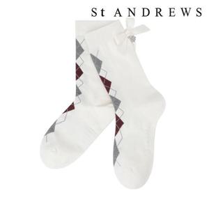 세인트앤드류스  (821E3SC255) 여성 별 심볼 아가일 논슬립 중목 양말