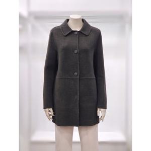 [프렐린]RJK254070 체크 배색 안감 핸드메이드 카라넥 코트