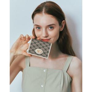 [헤지스][헤리아토] H장식 베이지 패턴 가죽 반지갑 HIWA6E808I2