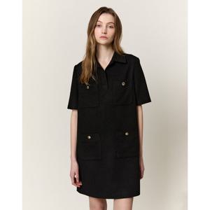 아떼 바네사브루노 여성 25SS 시즌오프 블랙 부클 반팔 원피스 VLDR5B271BK