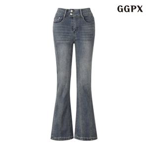 [GGPX] 투버튼 슬림핏 힙 패드 블랙 데님 롱 팬츠 (GPDTA007D)