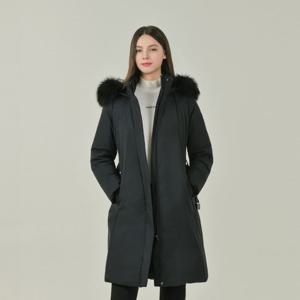 헤지스골프  블랙 여성 폭스 퍼 롱 다운 코트(HWJU5D812BK)