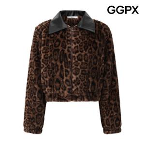 GGPX  레더 카라 레오파드 퍼 자켓 GPBJK013F
